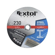 EXTOL CRAFT vágókorong acélhoz; 230×1,9×22,2mm, max. 6.600 ford/perc, (darabáras, de csak ötösével rendelhető)