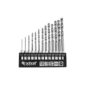   EXTOL CRAFT fémcsigafúró klt., 13db, HSS; 1,5-6,5mm, 1/4" BIT befogás, polírozott, műanyag tartóban, bliszteren
