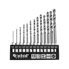 EXTOL CRAFT fémcsigafúró klt., 13db, HSS; 1,5-6,5mm, 1/4" BIT befogás, polírozott, műanyag tartóban, bliszteren