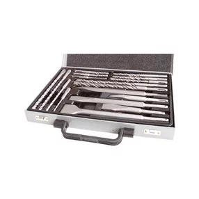   EXTOL CRAFT betonfúró és véső klt. SDS PLUS ; 17db, 5, 6, 8,10 /110mm, 6, 8, 10, 12 /160mm, 8, 10, /210mm, 12, 14/260mm, lapos 20, 4