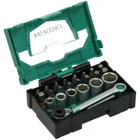   Hikoki 40030020 Bit-készlet, 1/4''-os, 24 darabos, 25 mm, racsnival, I-es
