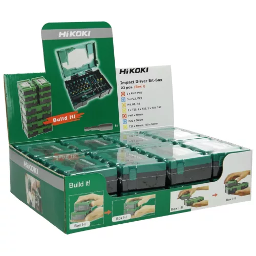 Hikoki 40030021 Bit-készlet, 1/4''-os, 23 darabos, ütés, mágneses bittartóval, I-es