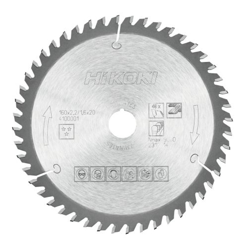 Hikoki 4100001 TCT fűrészlap, laminált, 160 x 20, Z48, trapéz / lapos