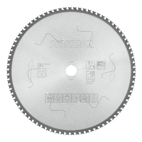 Hikoki 4100006 Kerámia fűrészlap, INOX, 305 x 25,4, Z80, lapos fogú, ferde / lapos