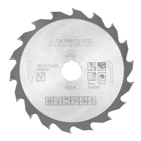   Hikoki 4100031 TCT fűrészlap, fa, 125 x 20, Z18, váltakozó / lapos