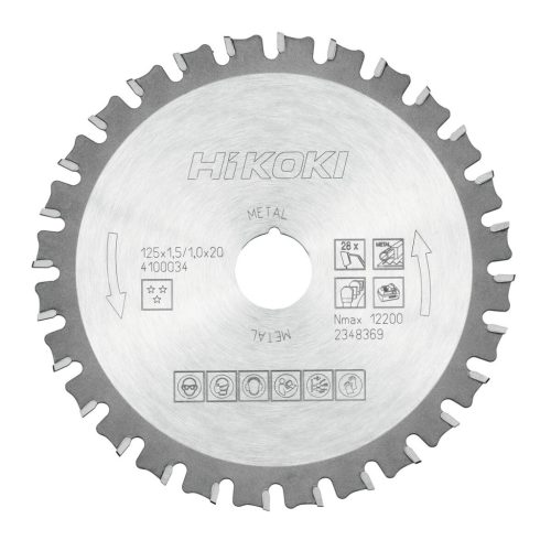 Hikoki 4100034 TCT fűrészlap, acél, 125 x 20, Z28, trapéz / lapos