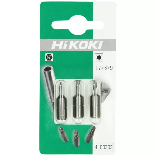 Hikoki 4100303 3 bit, 1/4''-os, Torx csavarokhoz, T7 / T8 / T9, 25