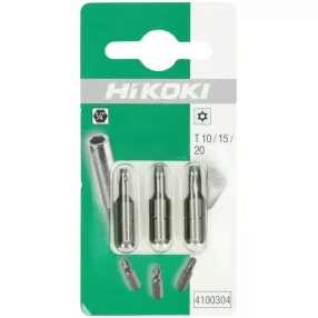   Hikoki 4100304 3 bit, 1/4''-os, Torx csavarokhoz, T10 / T15 / T20, lyukkal, 25