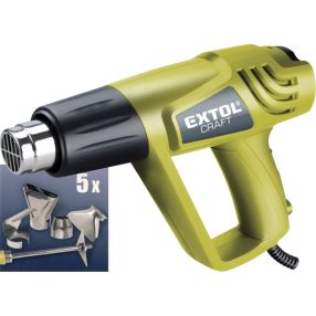  EXTOL CRAFT hőlégfúvó, 2000W két fokozatú, 1000W/2000W; 350/550°C, 300/500 L/perc, kofferban, tartozékokkal