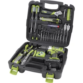   EXTOL CRAFT akkus fúrócsavarozó, 12V, Li-ion, 1db 1300 mAh akku + 46 db szerszámkészlet