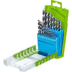   KWB AKKU TOP ENERGY SAVING 10% HI-NOX spirálfúró 19 db élesített, jobbra vágott, hengeres,  130°-os fúrócsúcs 1-10 mm