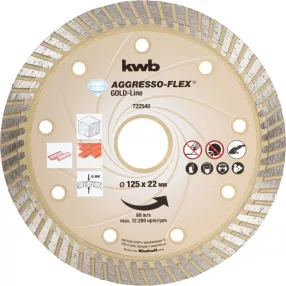   KWB PROFI GOLD-LINE AGGRESSO-FLEX® gyémánt vágótárcsa 125 x 22,23 x 10,0 x 2,3 mm