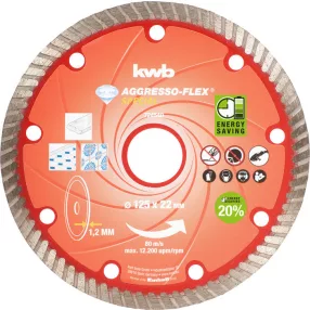   KWB AKKU TOP AGGRESSO-FLEX® ENERGY SAVING 20% gyémánt vágótárcsa 125 x 22,23 x 7,0 x 1,2 mm