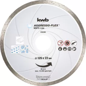   KWB PROFI WHITE-LINE AGGRESSO-FLEX® gyémánt vágótárcsa 125 x 22,23 x 5,0 x 1,9 mm