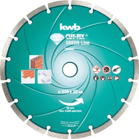  KWB PROFI GREEN-LINE CUT-FIX® gyémánt vágótárcsa 230 x 22,23 x 7,0 x 2,2 mm