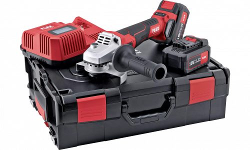 Flex LBE 125 18.0-EC/5.0  Fordulatszámszabályzós akkumulátoros sarokcsiszoló szett fékkel 18.0 V, 125 mm
