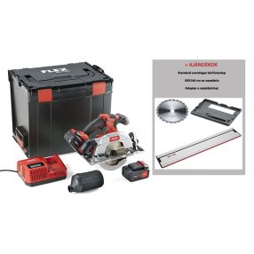   Flex CS 62 18.0-EC 5.0 Ah szett kézi körfűrész + AJÁNDÉK: 1db Z-24-WZ fűrészlap, 1db GRS 160 vezetősín + 1db GR-A 62 adapter
