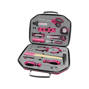   EXTOL LADY szerszámkészlet, 47db, 1/4"; Extol Lady, rózsaszín, 8 dugófej (5-14mm), fogó, csavarhúzók, kalapács, BIT-ek, vízmérték
