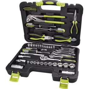   EXTOL CRAFT szerszámkészlet, 65db, 1/4"+3/8" CV.; dugókulcsok, racsnis kar, fogók, csavarhúzók, villás kulcsok, BIT-ek