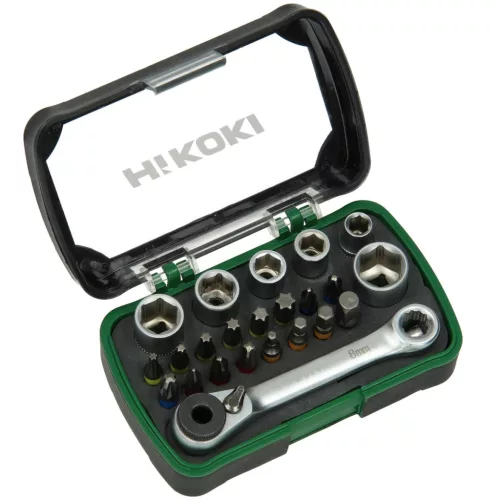 Hikoki 750362 Bit-/fúrószárkészlet, 1/4''-os, 24 darabos,
