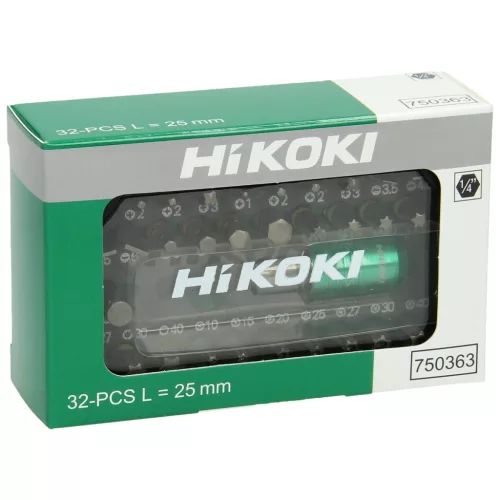 Hikoki 750363 Bit-készlet, 1/4''-os, 32 darabos, 25