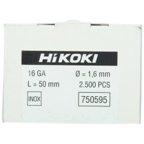   Hikoki 750595 2500 bognárfejű szeg, 16 Gauge, 1,6 x 50 mm, egyenes, rozsdamentes