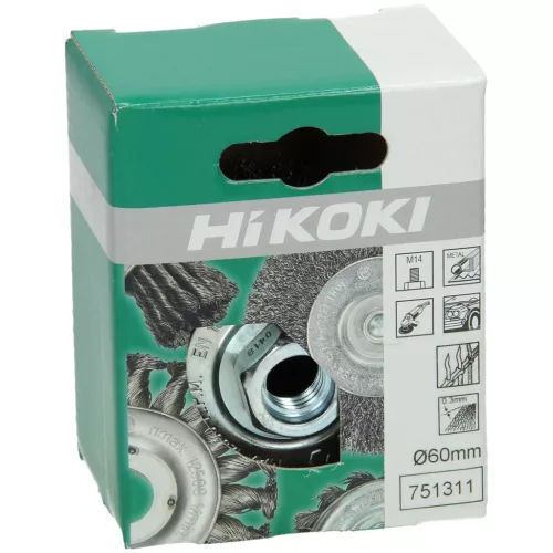 Hikoki 751311 Fazékkefe, 60 x 0,3 mm / M14, acéldrót,