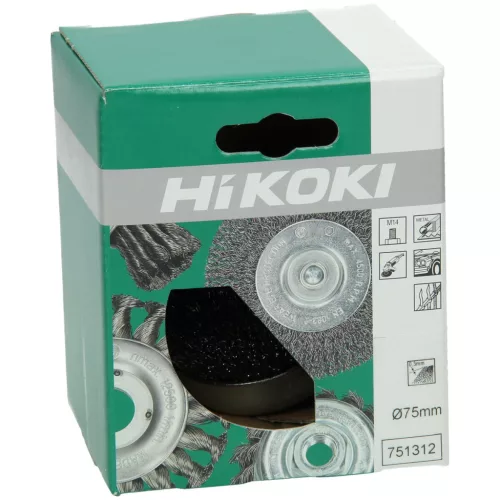 Hikoki 751312 Fazékkefe, 75 x 0,3 mm / M14, acéldrót,