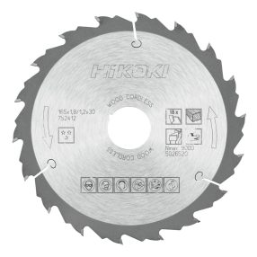   Hikoki 752412 TCT fűrészlap, fa, 165 x 30/20, Z18, váltakozó / lapos