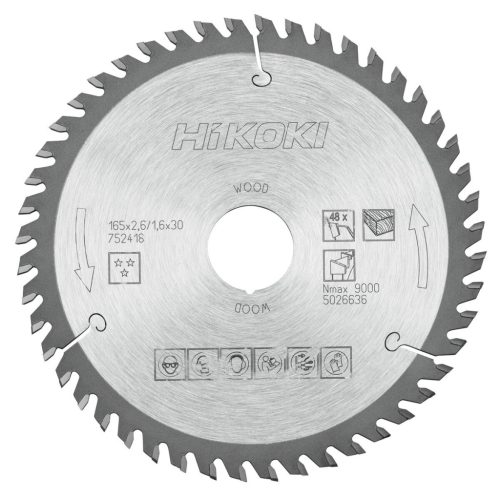Hikoki 752418 TCT fűrészlap, fa, 165 x 30/20 x Z48, váltakozó