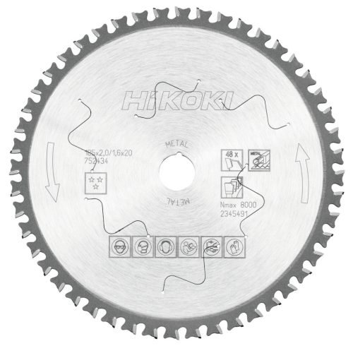 Hikoki 752434 TCT fűrészlap, acél, 185 x 20, Z48, lapos fogú, ferde / lapos