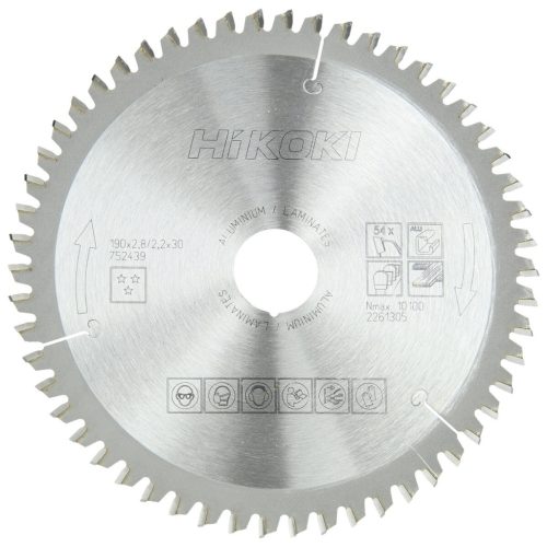 Hikoki 752439 TCT fűrészlap, laminált, alumínium, 190 x 30, z54, trapéz / lapos
