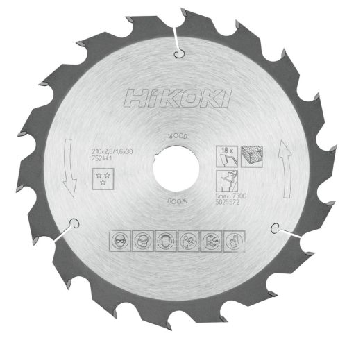 Hikoki 752441 TCT fűrészlap, fa, 210 x 30, Z18, váltakozó