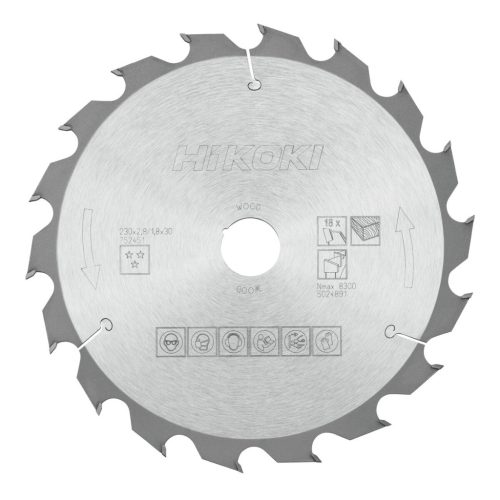 Hikoki 752451 TCT fűrészlap, fa, 230 x 30 x Z18, váltakozó