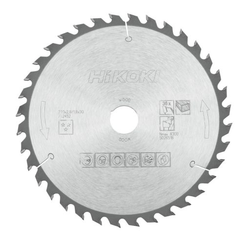 Hikoki 752452 TCT fűrészlap, fa, 230 x 30 x Z36, váltakozó