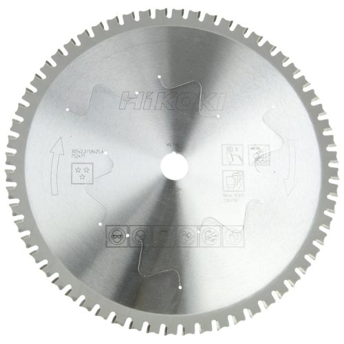 Hikoki 752471 TCT fűrészlap, acél, 305 x 25,4, Z60, lapos fogú, ferde / lapos