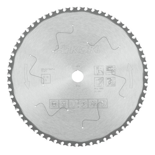Hikoki 752473 Kerámia fűrészlap, INOX, 305 x 25,4, Z60, lapos fogú, ferde / lapos