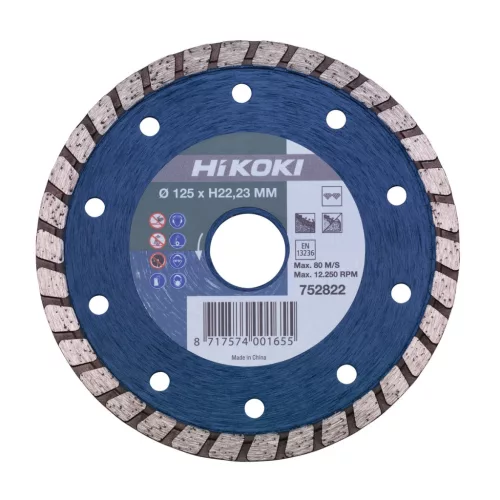 Hikoki 752822 Gyémánt darabolótárcsa, 125 x 22,2 x 6 mm, Turbo
