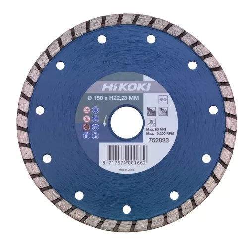 Hikoki 752823 Gyémánt darabolótárcsa, 150 x 22,2 x 6 mm, Turbo
