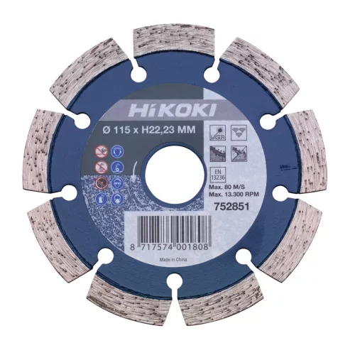 Hikoki 752851 Gyémánttárcsa, 115 x 10,0 x 22,23 mm, Concrete