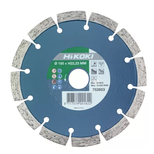 Hikoki 752853 Gyémánttárcsa, 150 x 10,0 x 22,23 mm, Concrete