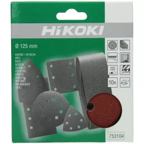 Hikoki 753104 10 csiszolólap, 125 mm, P100, tépőzáras,