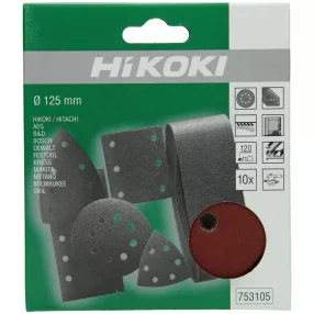 Hikoki 753105 10 csiszolólap, 125 mm, P120, tépőzáras,