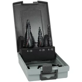   Hikoki 780104 Lépcsős fúrószár készlet, HSS, TiAlN bevonatú, 3 darabos 4–12 / 4–20 / 6–30