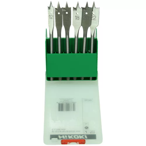 Hikoki 781791 Lapos fafúró szár készlet, (6 darabos) 12/14/16/18/20/22 x 150