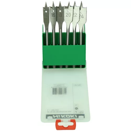 Hikoki 781793 Lapos fafúró szár készlet, (6 darabos) 14/16/18/20/22/24 x 150