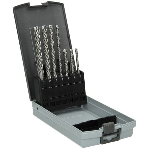 Hikoki 783391 Kalapácsfúró szár, SDS-Plus, teljesen karbidból készült fej (FCH), 4 élű fúrószár, (7 darabos) 5/6/8 x 115 mm 6/8/10/12 x 165