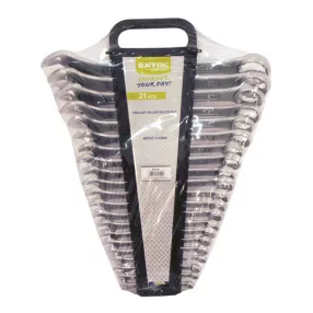   EXTOL CRAFT csillag-villás kulcs klt., CrV., műanyag tartóban ; 21db, 6-32mm