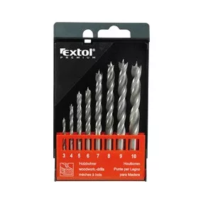   EXTOL PREMIUM fafúró klt. 8 db, rövid, 3-4-5-6-7-8-9-10mm, Cr.V., normál befogás; műanyag dobozban