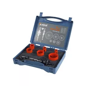   EXTOL PREMIUM körkivágó klt., HSS Bi-metál, 9db-os, (19-22-29-38-44-57mm) műanyag,fa,gipszkarton,ALU,réz,vas, acél, rozsdamentesacél